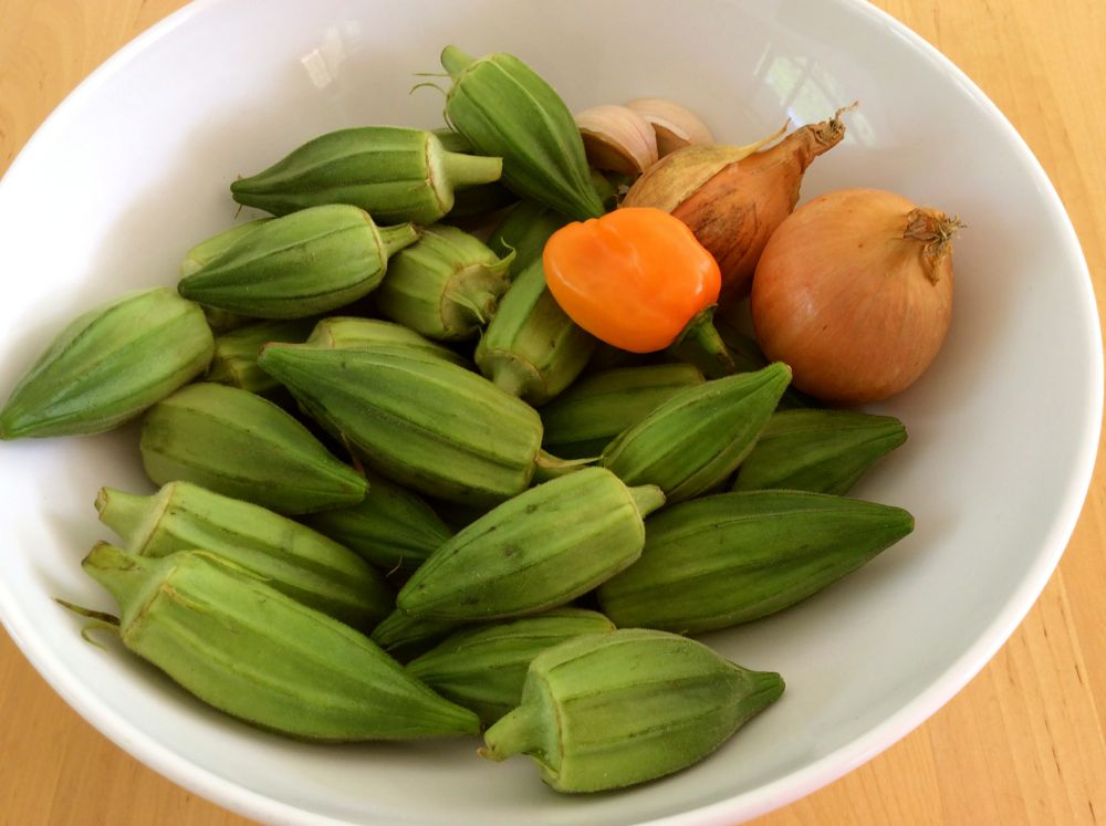 Okra soup ingredients